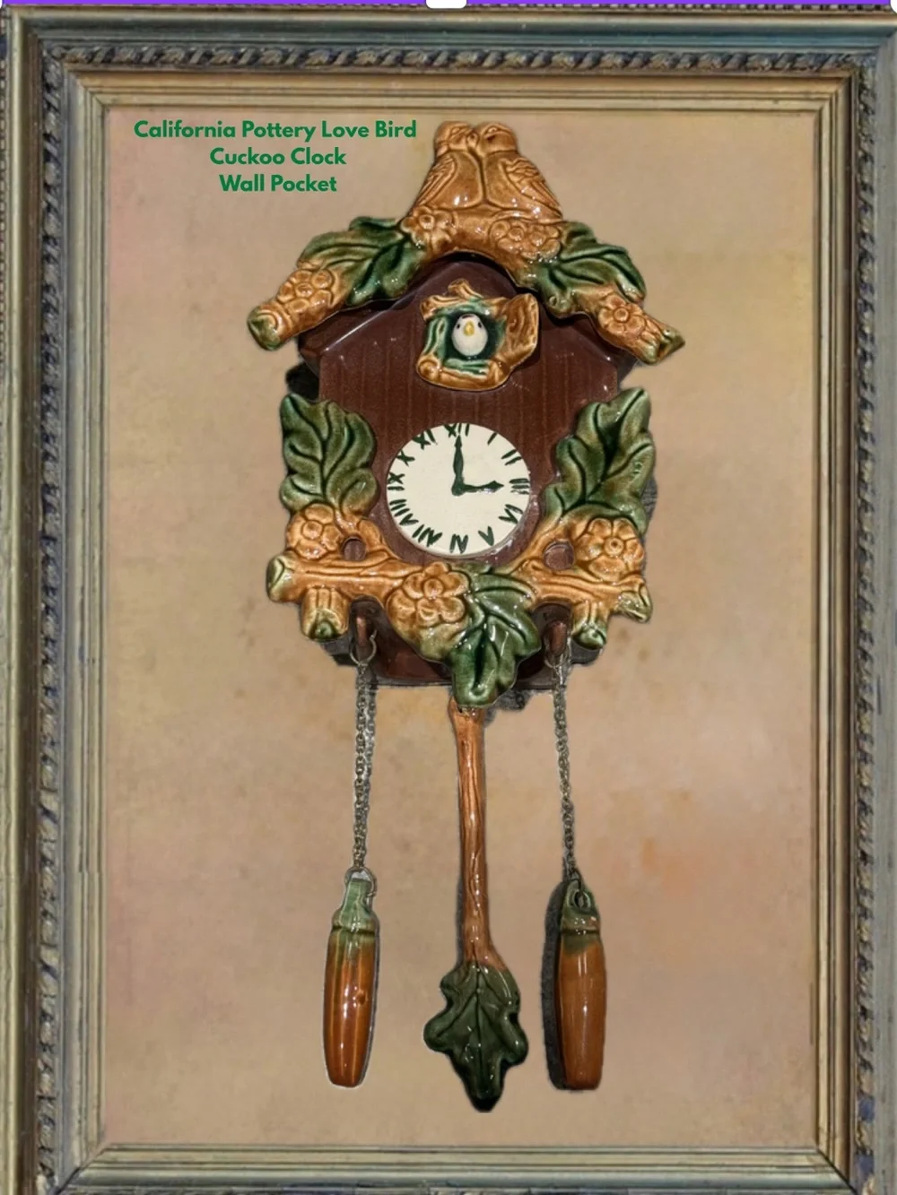 50’s California Pottery Ceramic Cuckoo Clock Wall Pocket Planter.